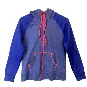 C9 By Champion Womens Blue & Coral Semi-Fitted Full-Zip Hoodie With Pockets EUC